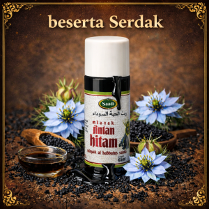 MINYAK HABBATUS SAUDA SERTA SERDAK TIDAK DI TAPIS 65ML SAADI (PREMIUM)